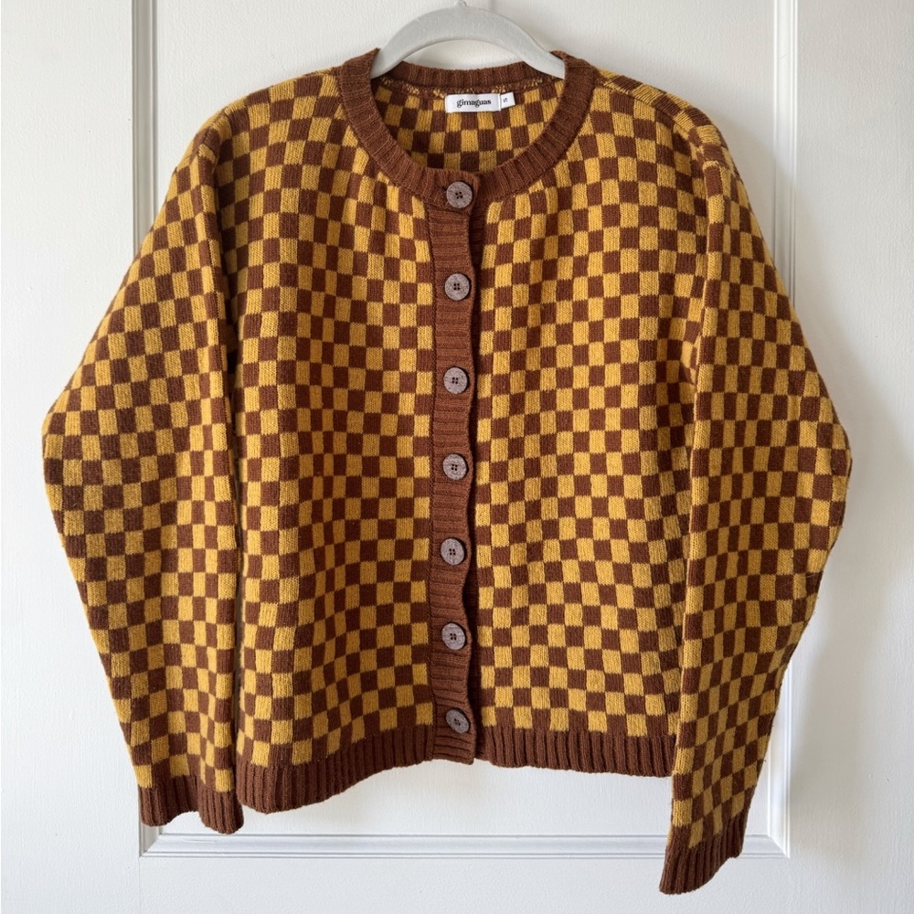 Gimaguas Wool Cardigan – Camel Chess